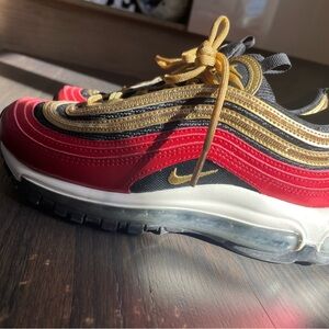 Nike Air Max 97 Red and Gold Shoes